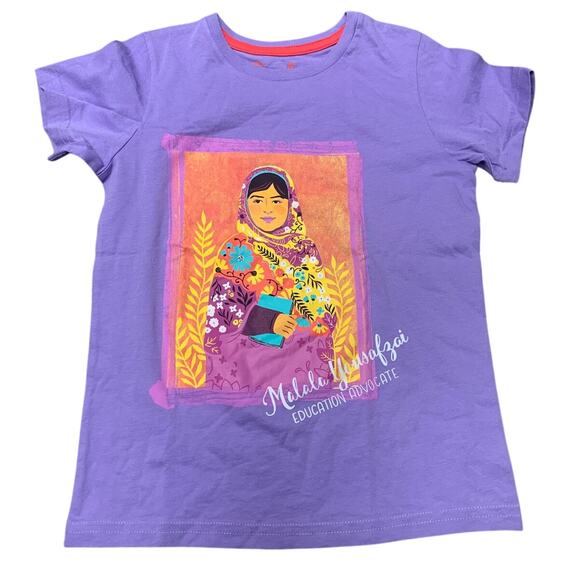 New Piccolina Girls Size 5/6 Malala Yousafzei Advocate 100% Cotton Crew Neck Tee - Picture 1 of 6